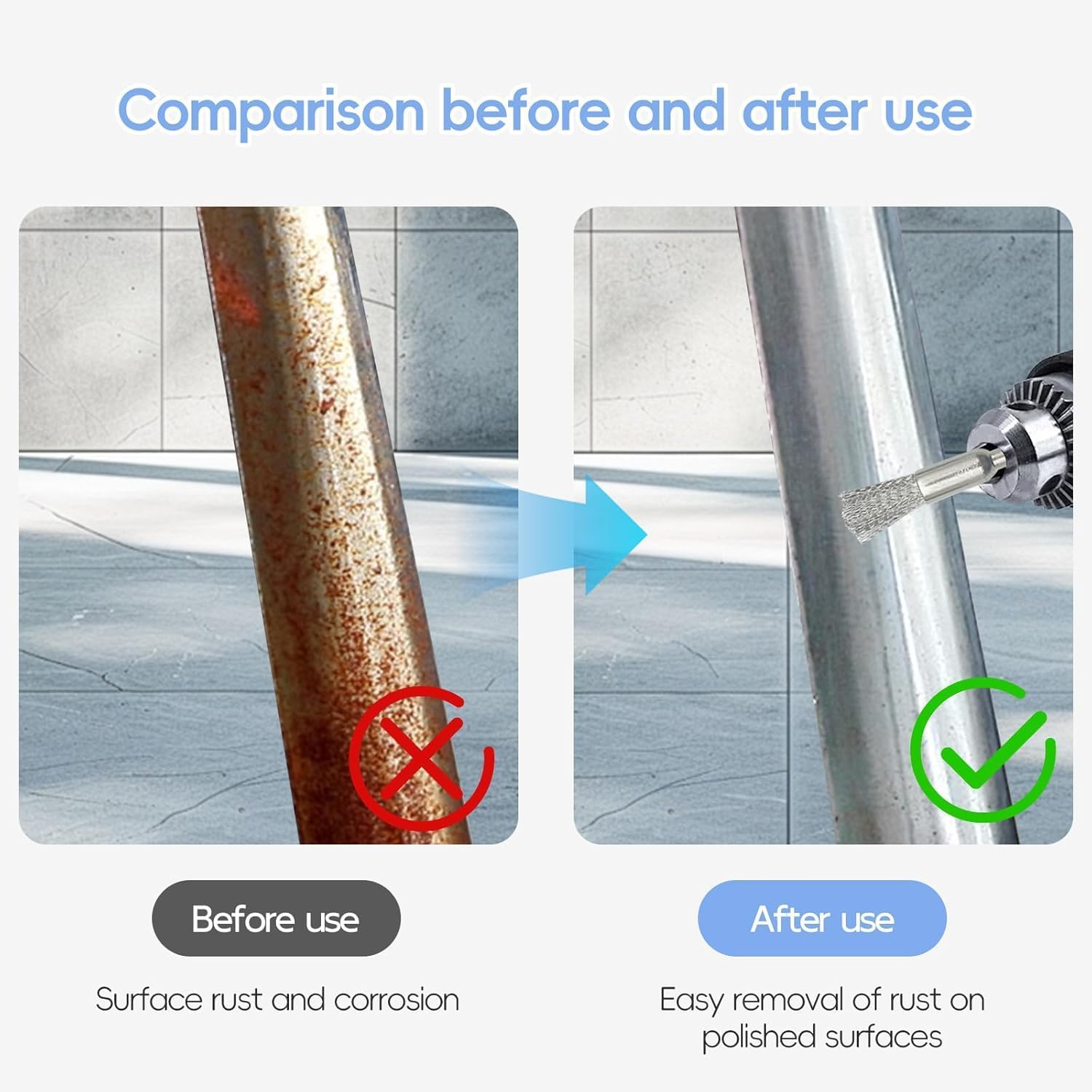 KEWAYO 30Pcs Stainless Steel Wire Brushes 1/5&Prime;(5Mm) X 1/8&Prime;(3Mm) Wire Brush Rust Paint Removal Bits Polishing Rotary Tools image number 2