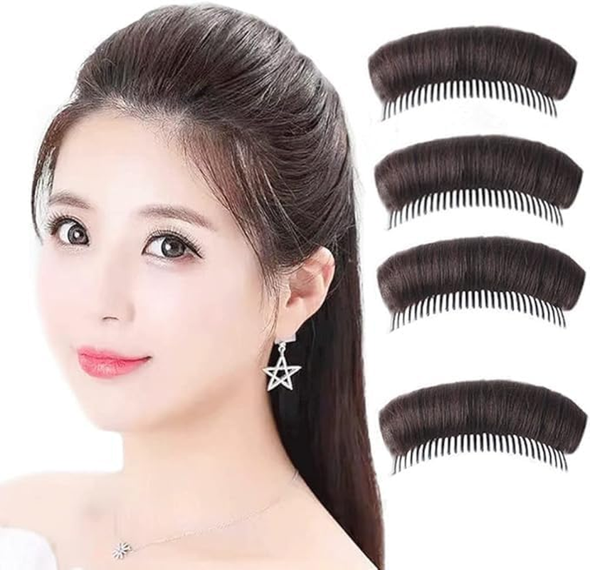 Hair Bun Invisible False Hair Clips, 4Pcs Women Volume Bump Inserts Bun False Clip, Invisible Hair Clip Bump It up Volume Hair Base Women Bump Fluffy Pad image number 3