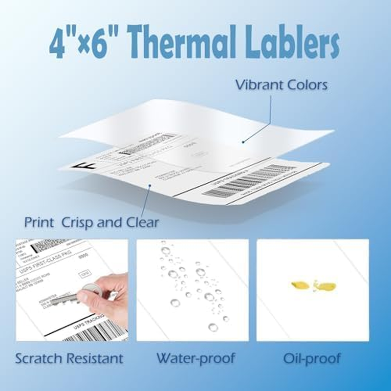 Thermal Labels, Pack of 500 4X6 Thermal Labels Fanfold, Suitable for Most Thermal Printers,1 Stack image number 5