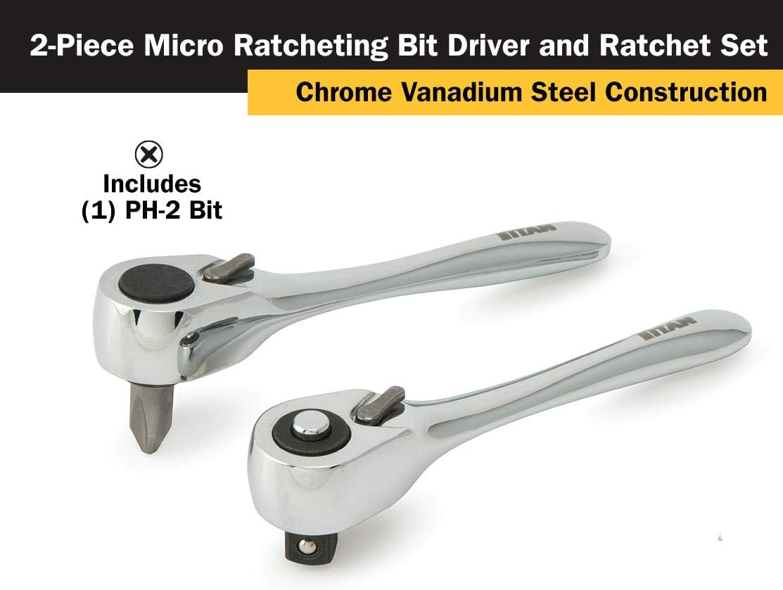 Titan 11202 2-Piece Micro Ratcheting Bit Driver and Ratchet Set image number 4