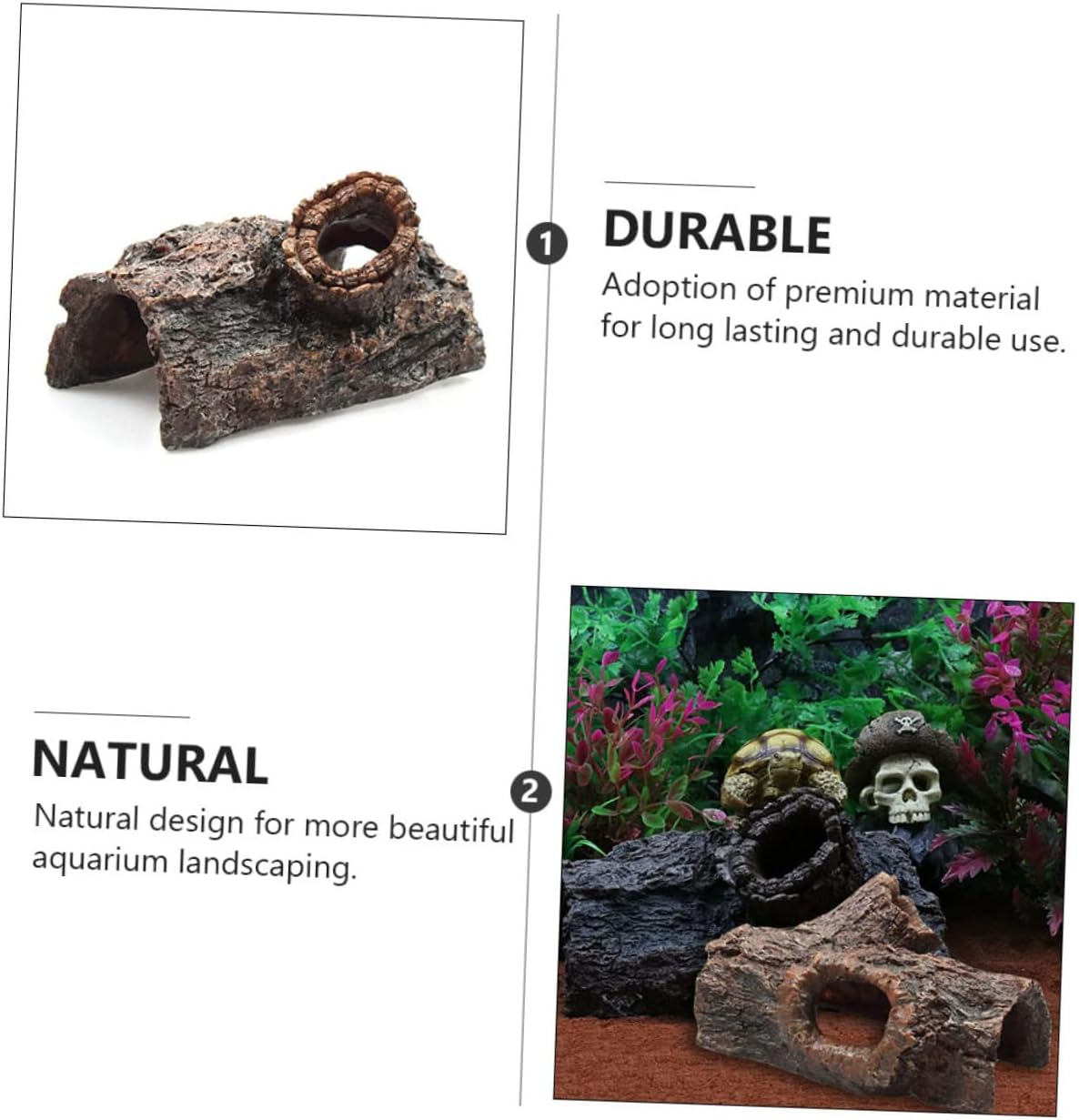 GANAZONO Bark Shape Resin Aquarium Decoration Natural Fish Tank Ornament for Reptile Box Easy Care Safe for Pets Vivid Underwater Scene Enhancer for Aquariums and Tanks image number 4