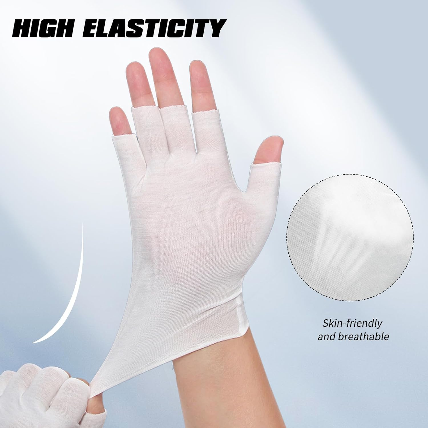 4 Pairs White Fingerless Gloves, Cotton Moisturizing Gloves for Women, Cut 5 Fingertips, Soft and Comfortable, for Dry Hands Sleeping Hand Spa Treatment image number 3