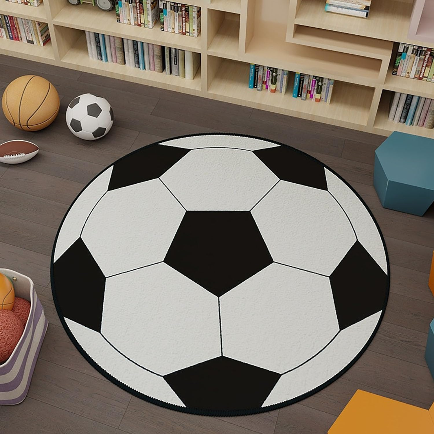 Doormat Football Printed Carpets for Living Room Portable Rug Modern Cartoon Cute Rugs Bedroom Decor (60 X 60Cm)