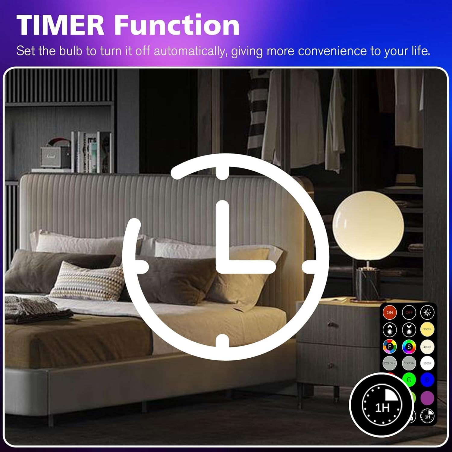 FTL RGB Colour Changing LED Bulb with Remote Control, B22 Bayonet Light Bulb 5W 40W Equivalent Dimmable, A50 Multicolour Light Bulb for Home Decoration Party Mood Lighting 6-Pack image number 2