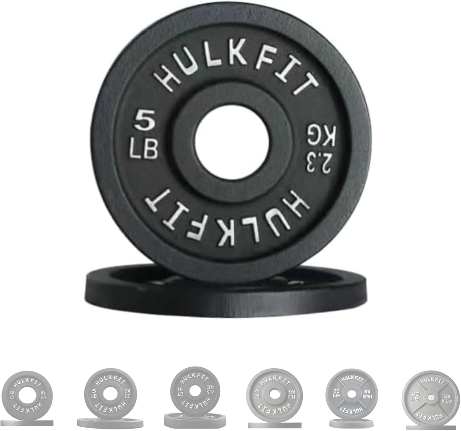 HULKFIT 2" Olympic Steel Weight Plates Set for Barbells - Black image number 3