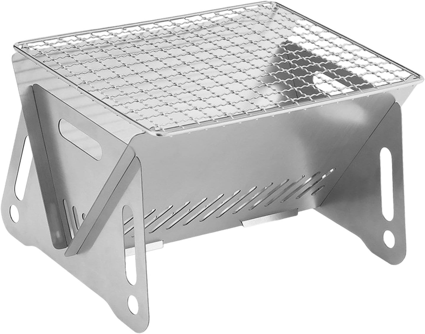 Barbecue Charcoal Grill Wood Burning Grill Stainless Steel Tabletop Camping Stove Folding Grill for Patio Hiking Garden Beach image number 5