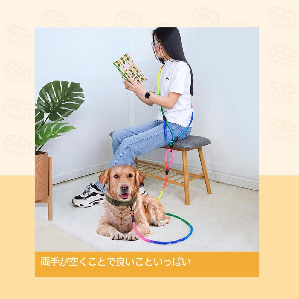 JOPOY Hands Free Dog Leash 9.8Ft Rope Crossbody Dog Leash Reflective for Large Medium Small Dogs Walking, Jogging and Running，Dog Training Leash (Blue, 9.8Ft) image number 5