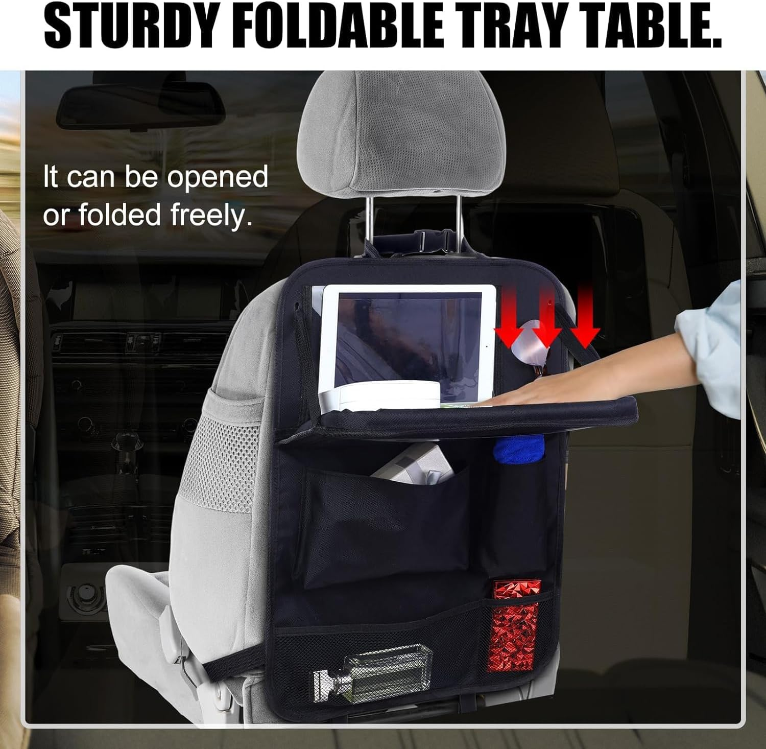 2 Pcs Car Backseat Organizers Seat Back Protector Car Organizers and Storage Backseat Car Organizer with Tray Foldable Back Seat Cover for Kids Kick Mats for Cars Travel image number 3