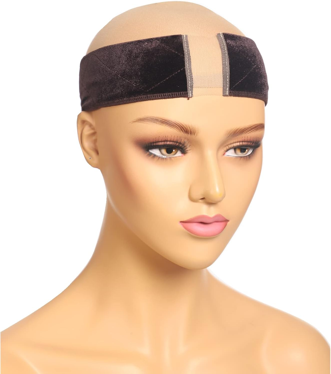 Elastic Wig Grip Headband, Non-Slip Wig Band, Wig Grip Band for Holding Women&rsquo;S Wig and Scarf, Thinner Velvet Wig Grip(2-Nude), 2.0 Count, Pack of 1