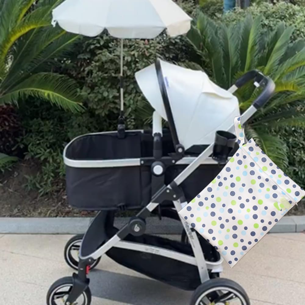 Wet Dry Bags for Baby Cloth Diapers, Cuicanfla 1 Pcs Cart Hanging Bag Diaper Travel Wet Dry Organizer Zippered Wet Dirty Diapers Wet Bag Stroller Storage Bag Diaper Pail Diaper Wet Bag image number 3