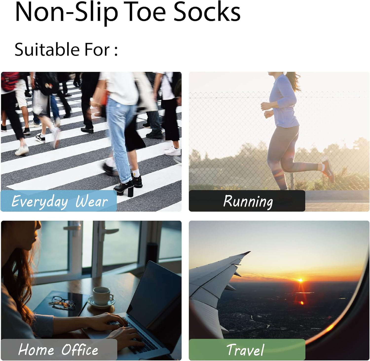 M Magic Sport Merino Wool Blend Non-Slip above Ankle Toe Socks, Five Finger, Men and Women, Running, Hiking, Cycling, Camping image number 2