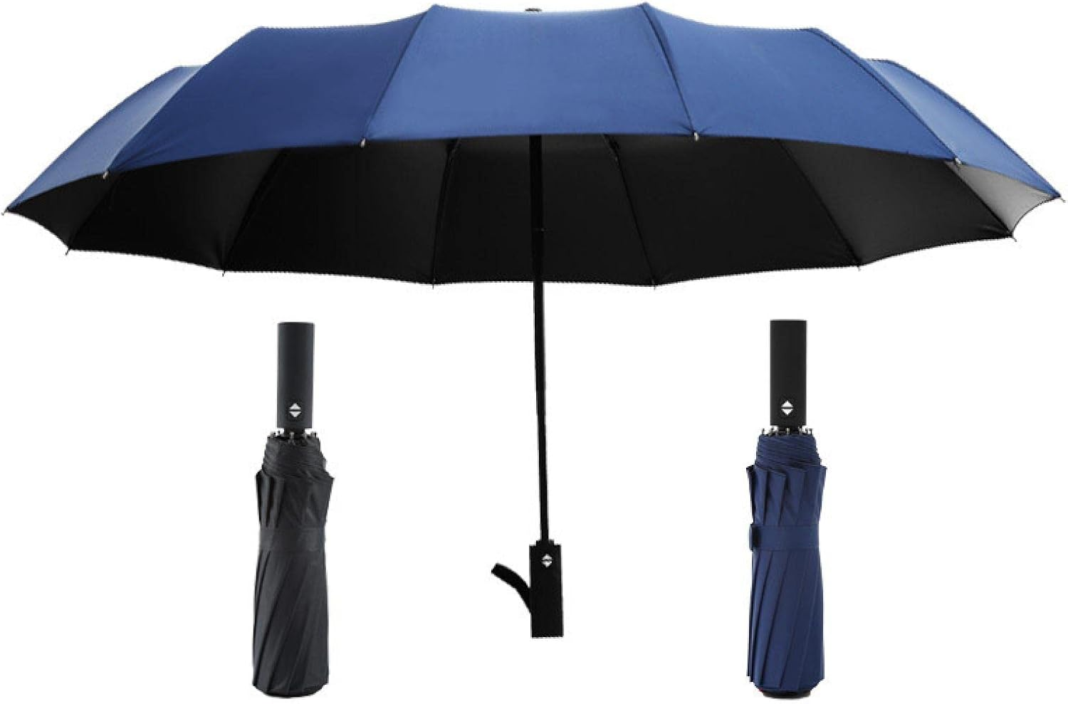 Auto Open Umbrella, UV Protection with Black Coating,Windproof, Water Repellent Fabric Folding Travel Umbrella - Black image number 4