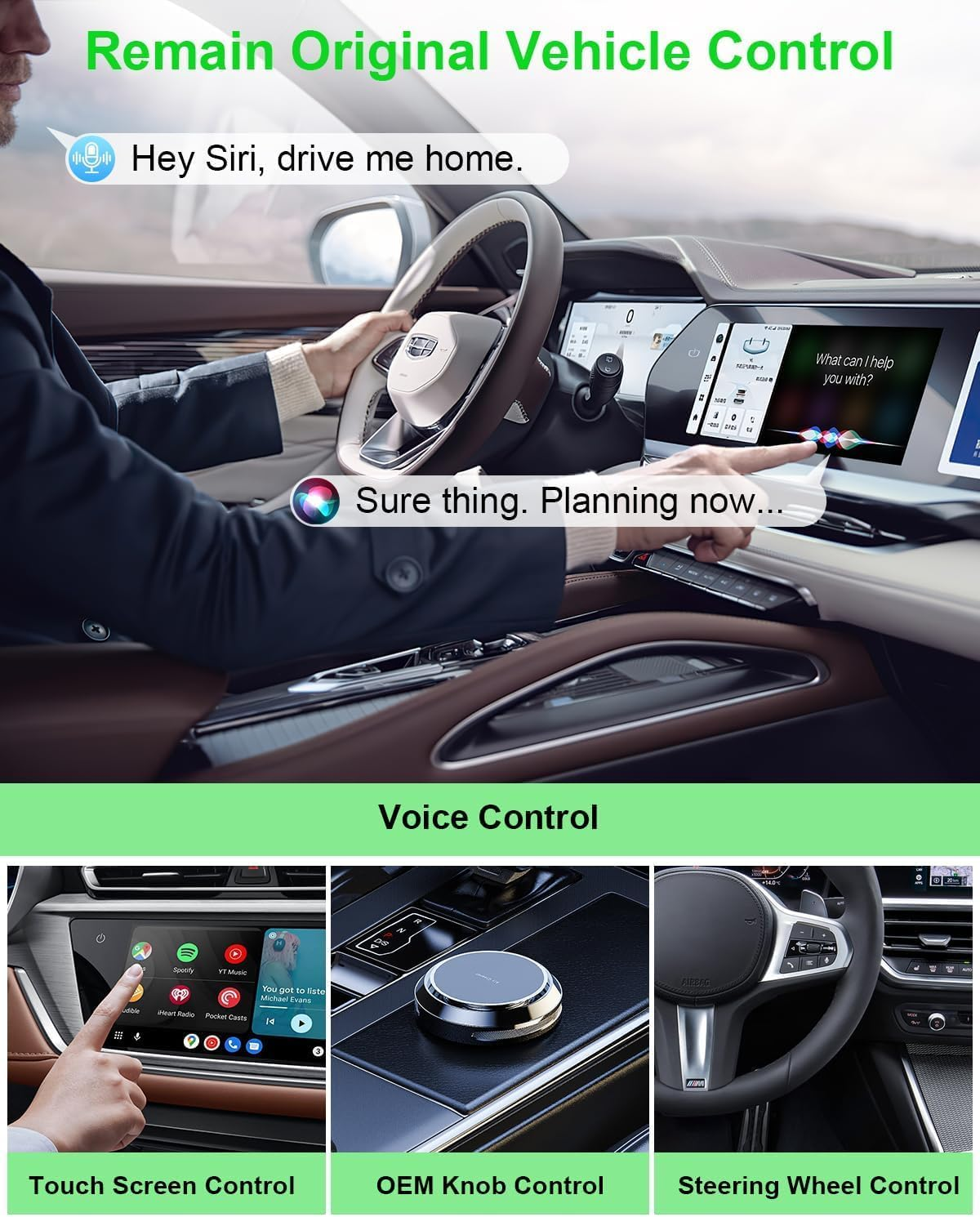 5 in 1 Wireless Carplay Adapter and Android Auto Adapter, 4+64GB AI Box Support Netflix/Youtube/Tf Card, Wireless Carplay Dongle for OEM Wired Carplay Cars, Iphone Ios10+ Android 11.0+ image number 1