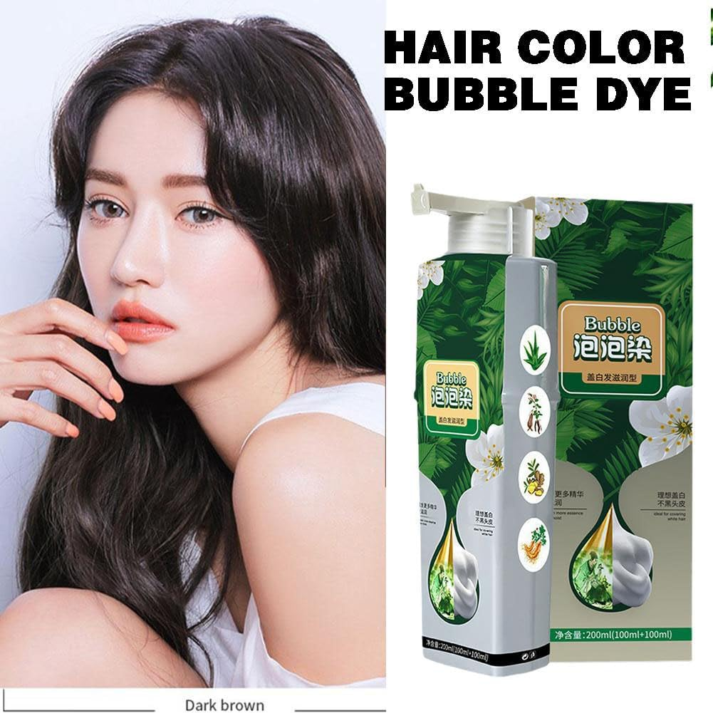 Plant Bubble Hair Dye Shampoo,Lazy Bubble Hair Dye,Instant Plant Bubble Natural Hair Dye Shampoo,Pure Plant Extract for Grey Hair Color Bubble Dye