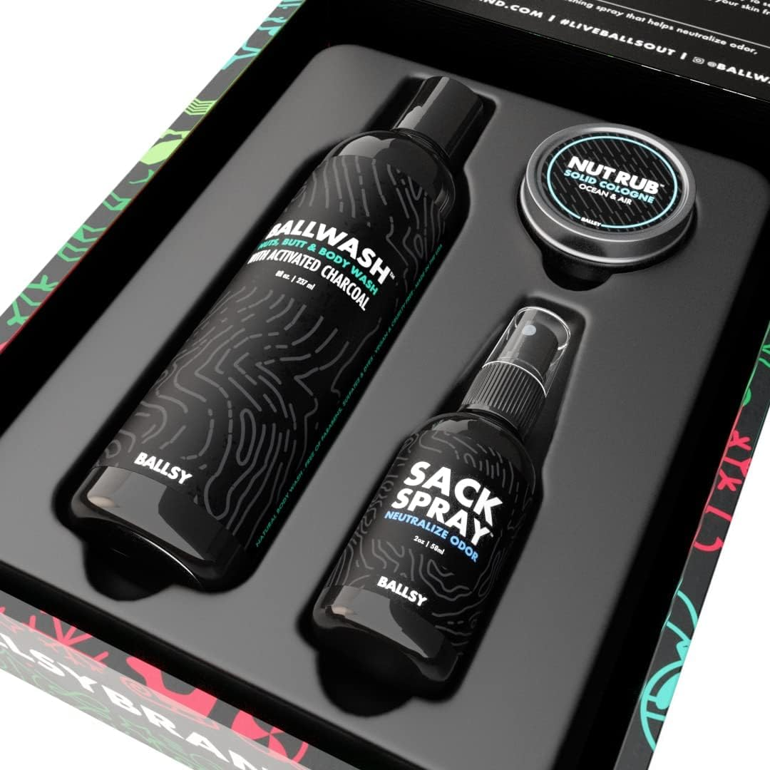 Ballsy Jolly Jewels Sack Pack, Men'S Kit, Includes Ballwash, Nut Rub and Sack Spray, Ocean and Air image number 2