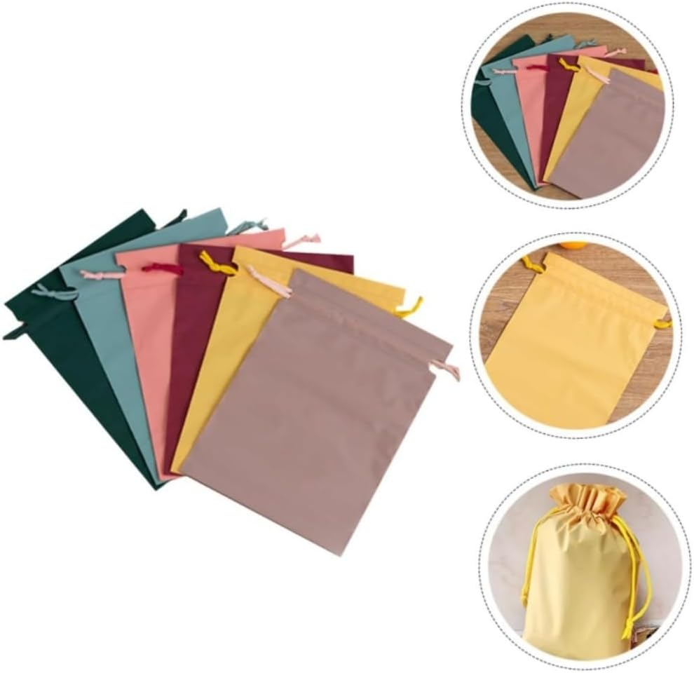 12-Pack Waterproof Drawstring Bags for Travel - Multicolor PE Plastic Storage Pouches with Shrinkable Closure, Foldable Shoe Bags & Clothes Organizer, Luggage Accessories (6 Colors) image number 5