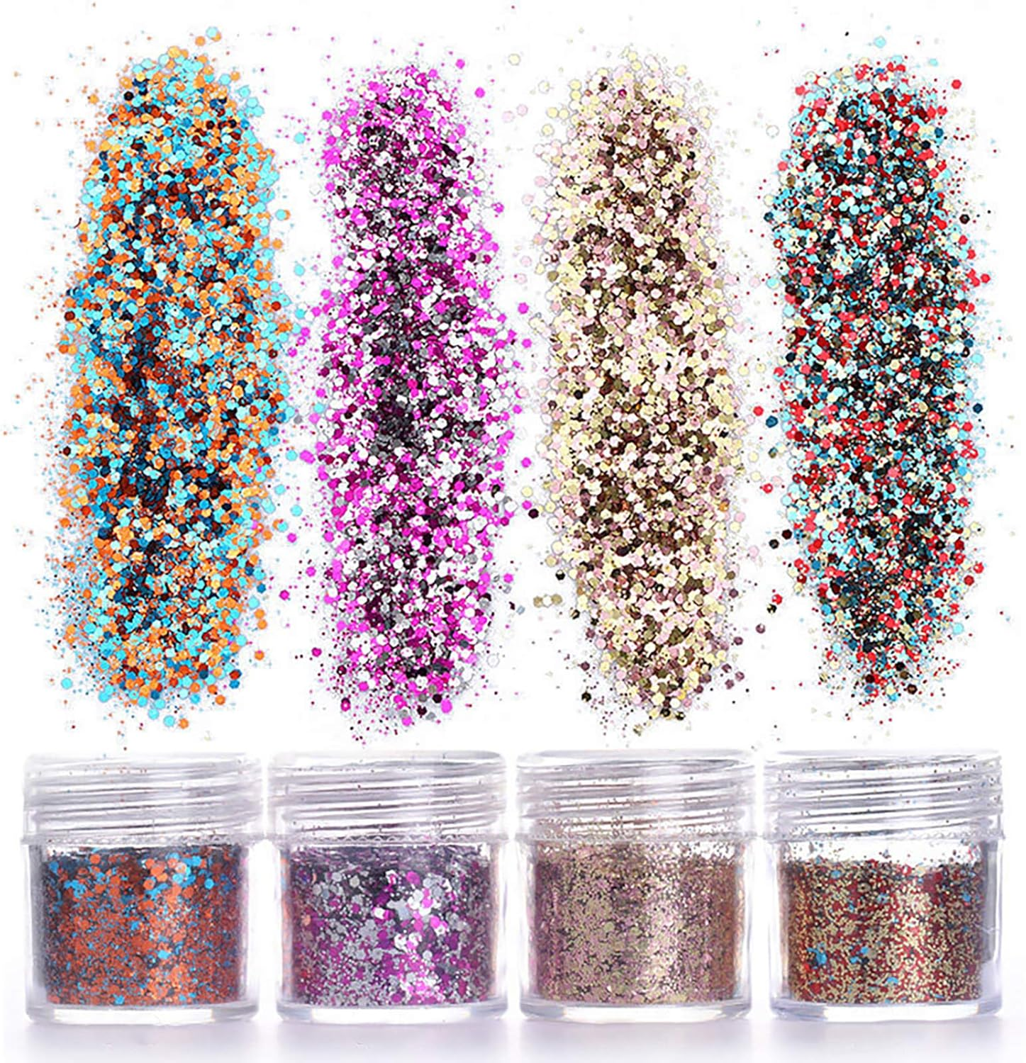 6 Boxes Holographic Chunky Glitter Nail Sequins Iridescent Flakes Body Nail Sequins image number 4