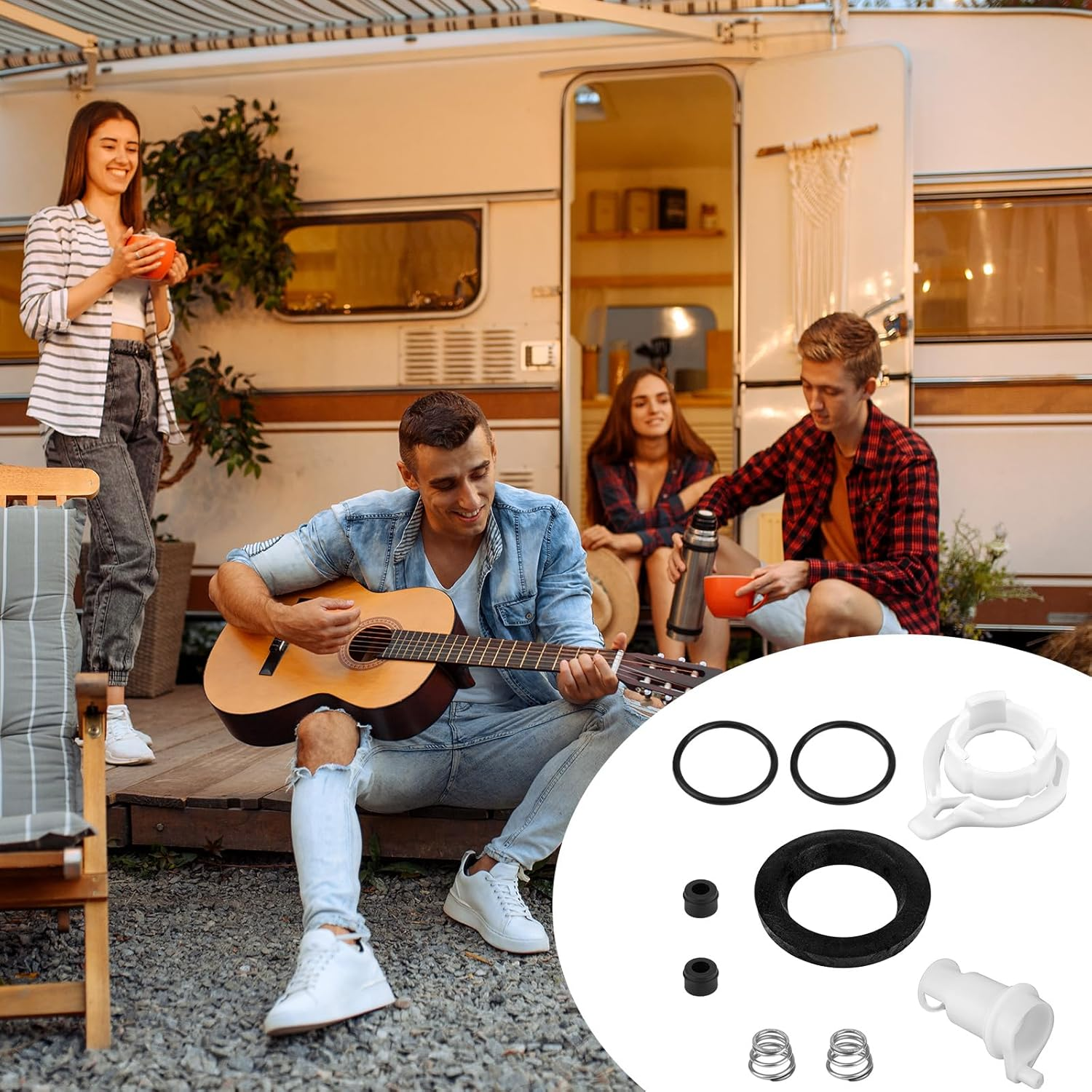 PEUTIER 42049 Water Valve Style II Kit for Thetford, RV Toilet Parts Include Water Valve Core Toilet Seals Spring Retainer Replacement Accessories for Aqua Magic Style II Toilets image number 5