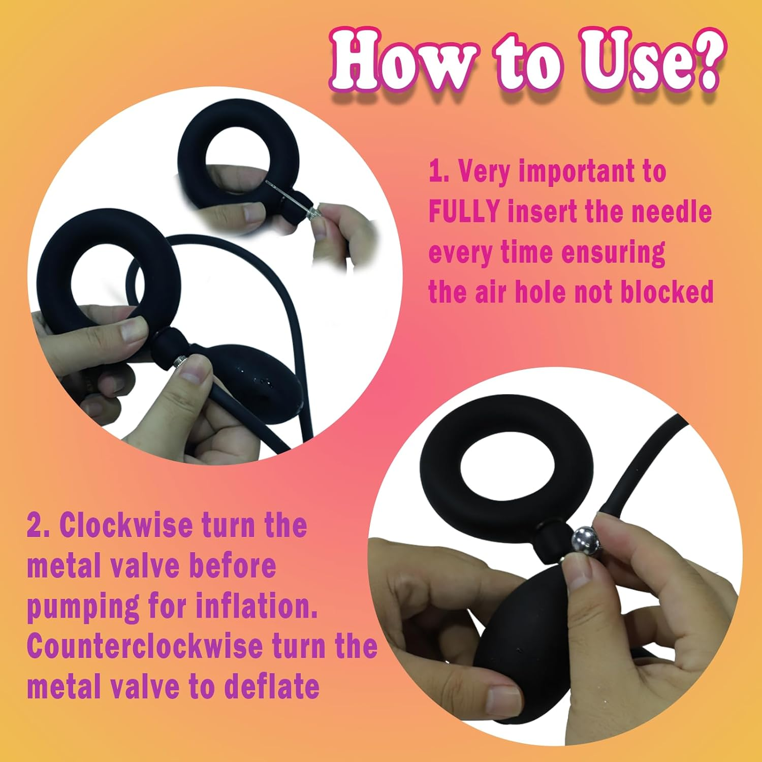 Silicone Cock Ring Inflatable Cock/Penis/Ball Rings for Couples, Penis Enlarger Ring, Erection Sexual Aid for Sexual Dysfunction and Premature Ejaculation, Lasting Sex Enhancement, Couples Sex Toys image number 4