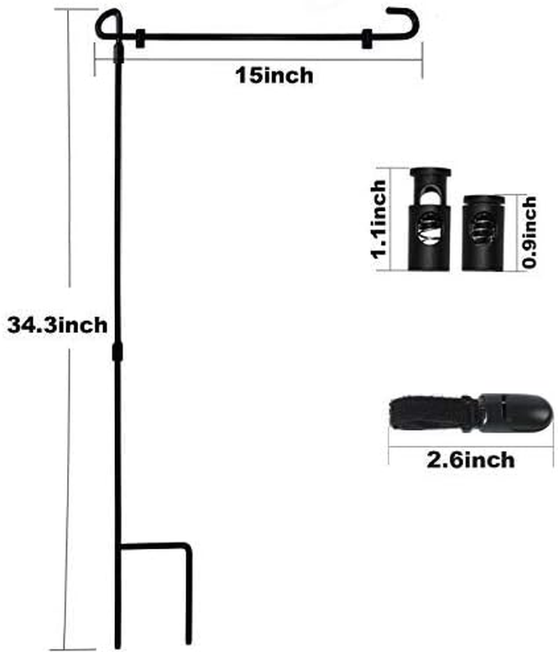 HOOSUN Garden Flag Stand Premium Garden Flag Pole Holder Metal Wrought Iron Powder-Coated Weather-Proof Paint 36.5 H X 16.5 W (3 Piece Set Black) (2 Pack) (2-Pack) image number 1