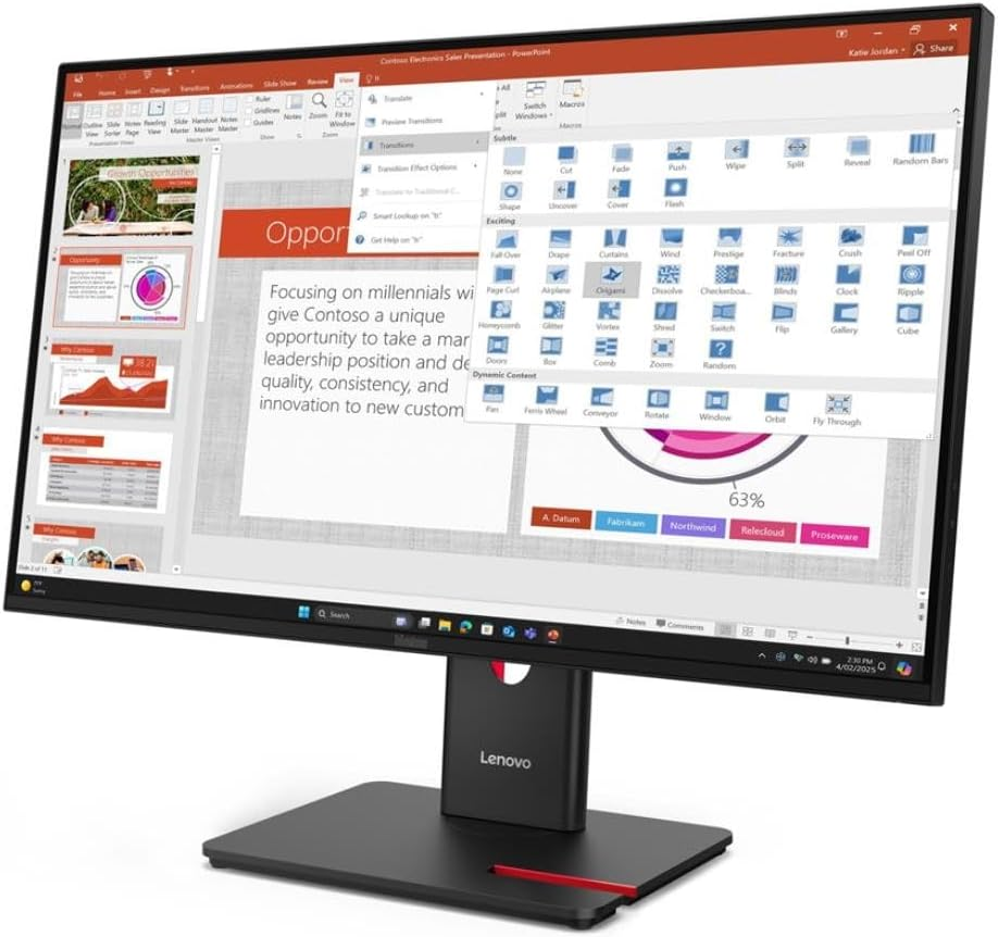 Lenovo Thinkvision T27-40 Business Monitor, 27" 1080P IPS Display, Anti-Glare, Low Blue Light, Eyesafe Certified, Ergonomic Stand (64A5MAR6AU) image number 2