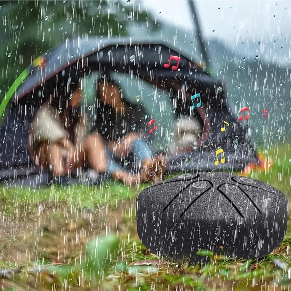 Rain Chime Drum, Steel Tongue Drum for Rain Outdoor, 3 Inches 6 Notes Sound Healing Drum Kit, Mini Hand Drum with Drumstick, Waterproof Musical Rain Drum for Garden image number 5