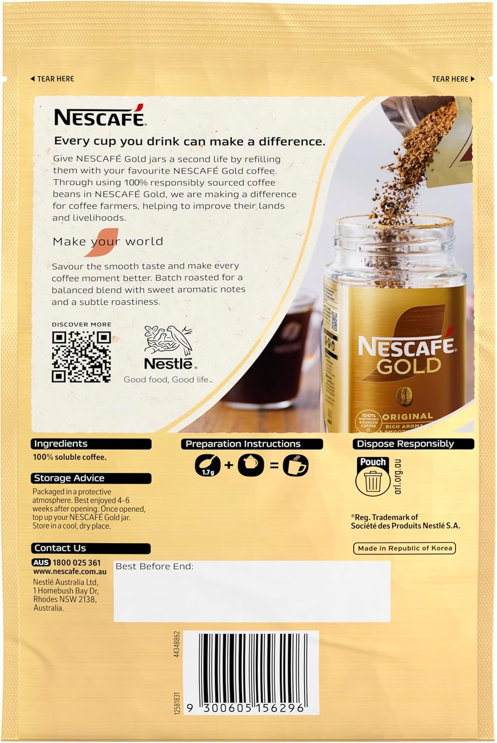 NESCAF&Eacute; Gold Instant Coffee Refill Pouch 180G image number 4