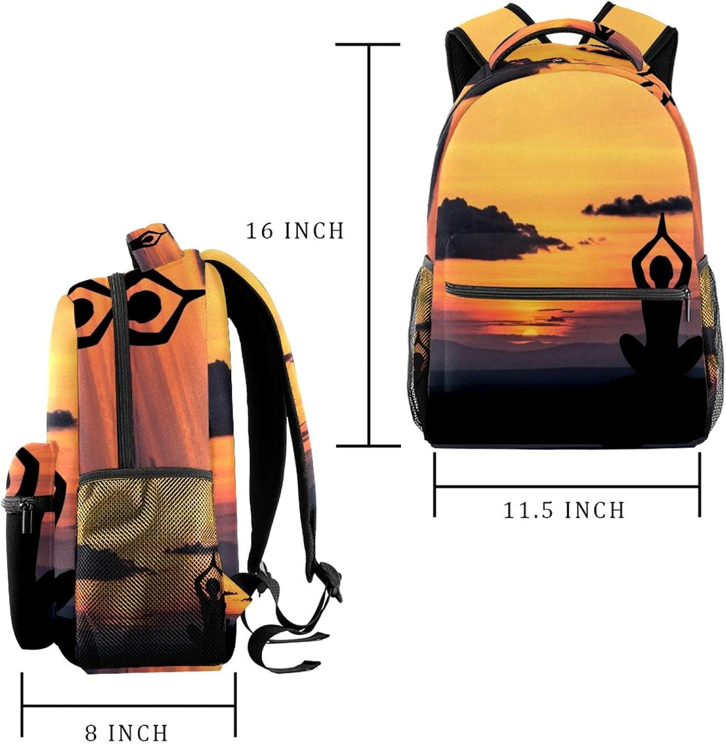 Meditation Zen Chan Yoga Statue Backpack Students Shoulder Bags Travel Bag College School Tote Backpacks image number 2