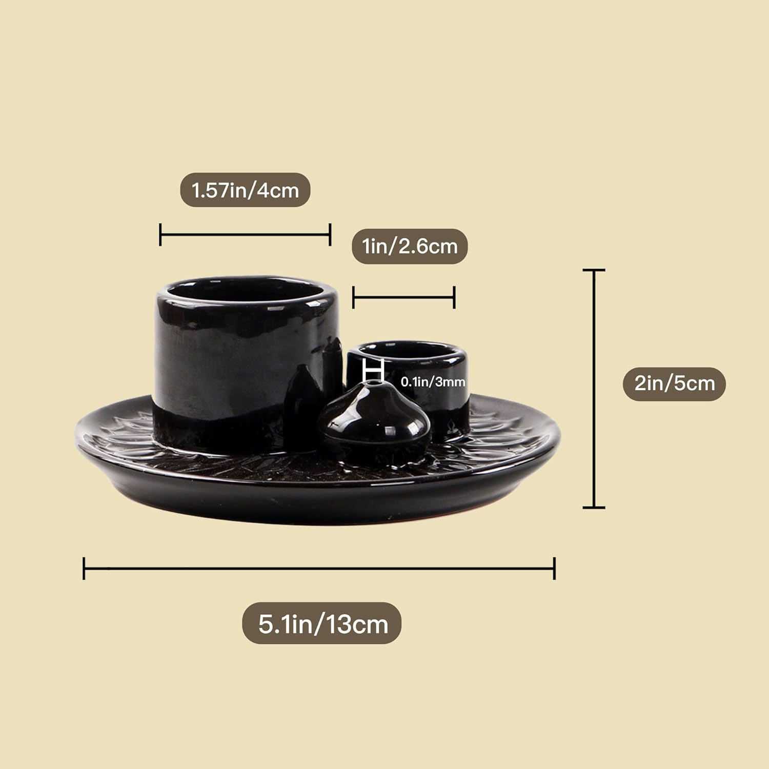 IMEEA Palo Santo Holder Sage Holder 4 in 1 Incense Holder Incense Burner for Burning Sage Incense Stick Palo Santo 5.1" Ceramic Ash Catcher Tray for Meditation Room - White image number 1