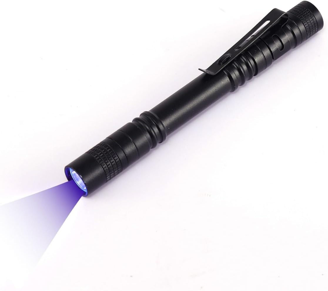 Aluminum Alloy Pen Style Mini Flashlight 2Xaaa Battery Powered 120LM Bright UV Light Portable for Home Outdoor Use