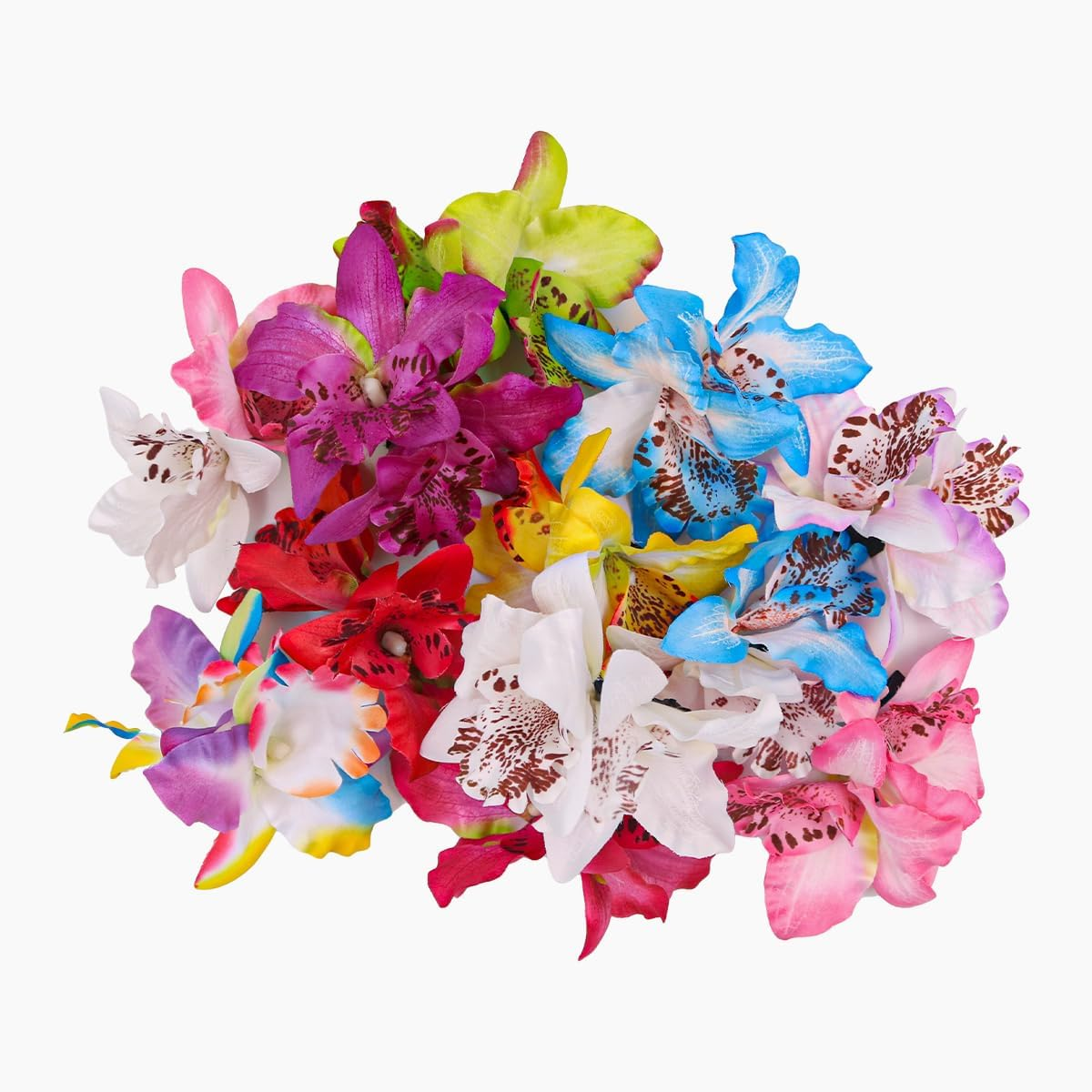 VOANZO 12 Pack Flower Hairpin Multicolor Double Orchid Flower Hair Clip Fancy Dress Accessory for Lady Women Girls Bridal Wedding Party Beach Hair Style Accessories