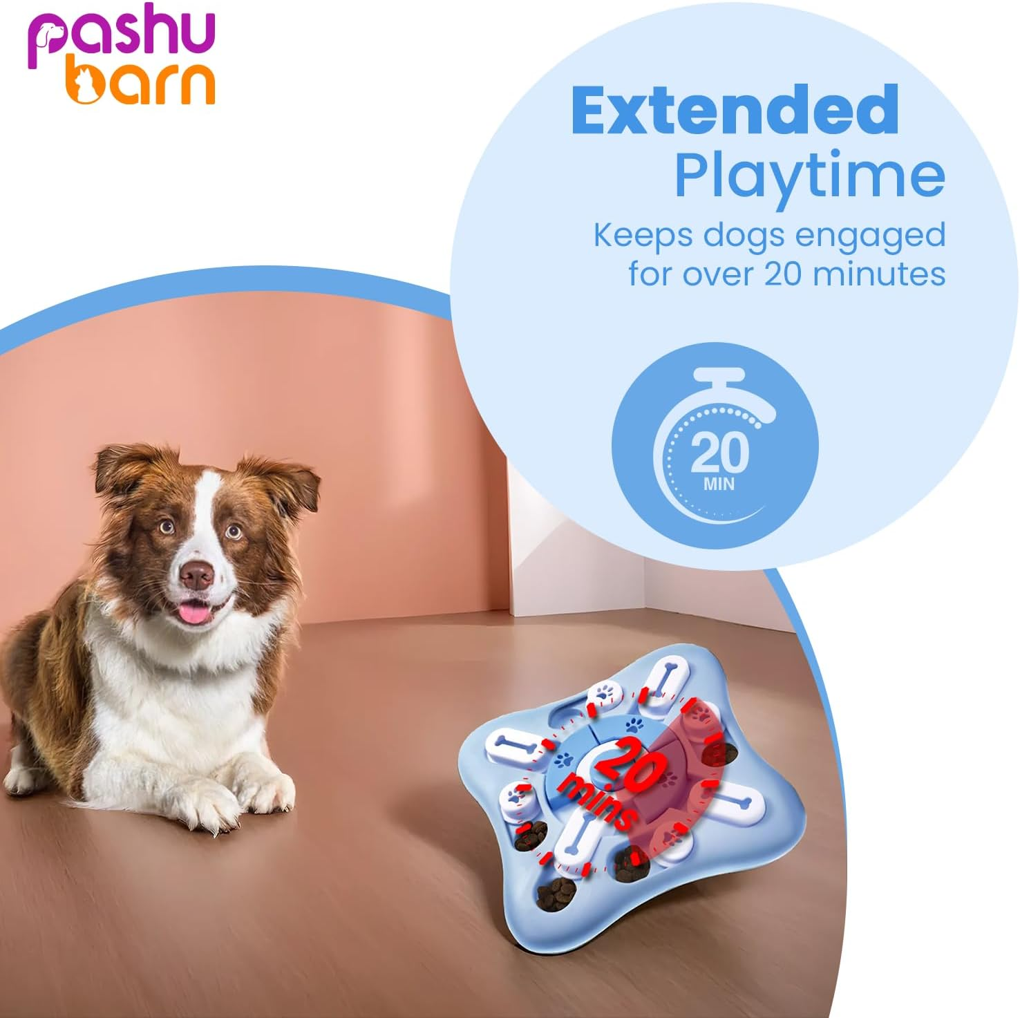 Pashubarn Interactive Treat Dispensing Puzzle Toy for Dogs - Educational Game with Squeaky Button, Brain Stimulation, IQ Training - Three Difficulty Levels image number 4