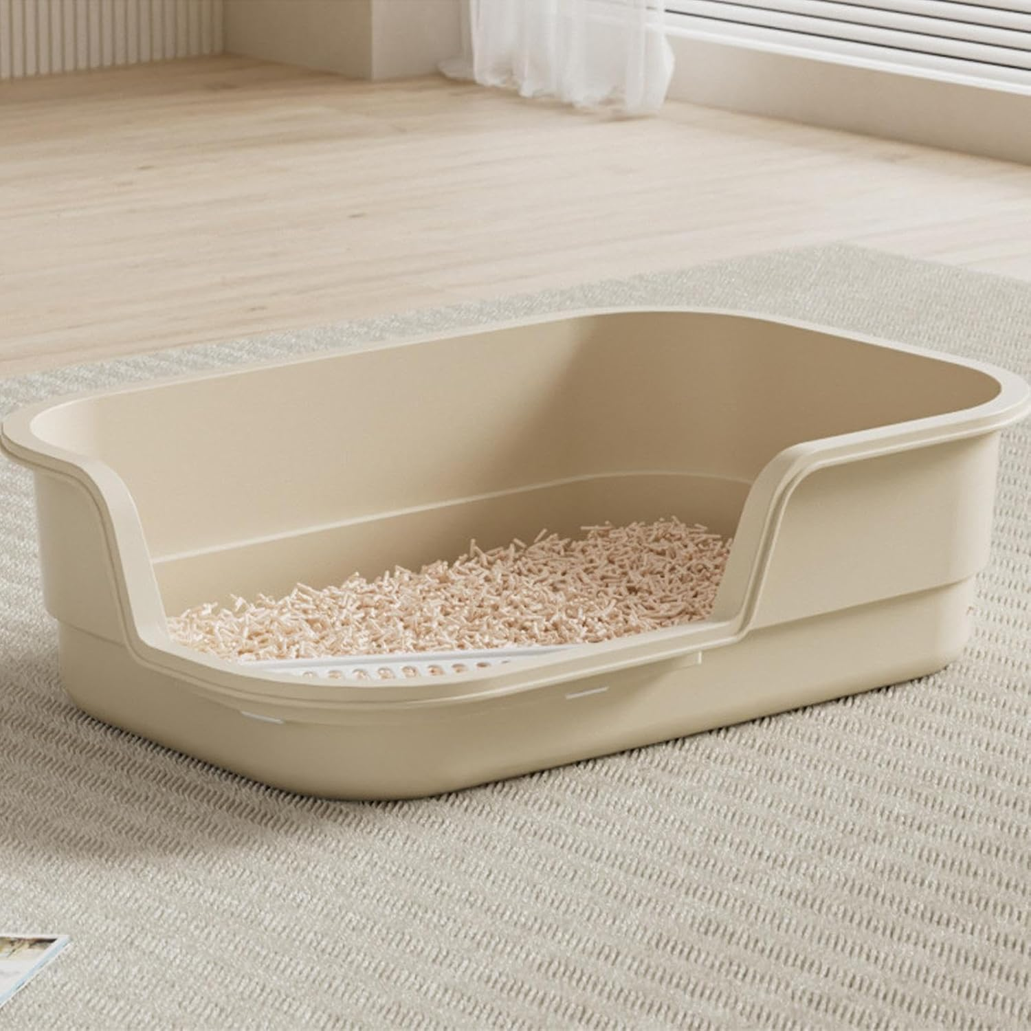 Cat Litter Box, High Hips Low Entry, High Edge Cat Litter Box, Indoor Kittens Elderly Animals Home Office Apartment Hotel Living Room Balcony image number 4
