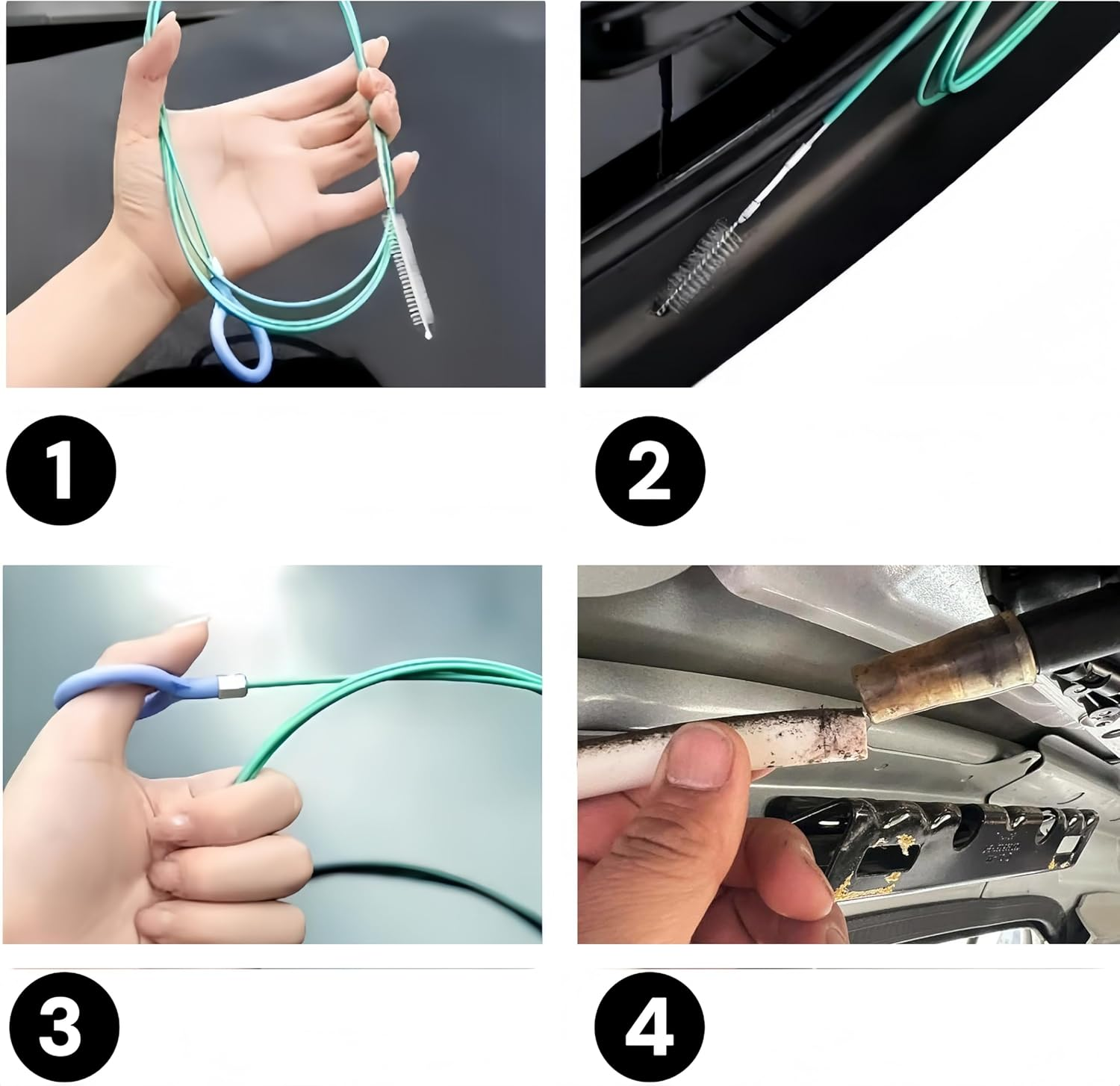 2Pcs 3M Long Drain Unblocker Wire Refrigerator Cleaning Brush,Car Sunroof Air Conditioner Tube Slim Drain Hole Cleaning Tool,Snake Drain for Car,Sunroof,Aquarium,Air Conditioner Tube.