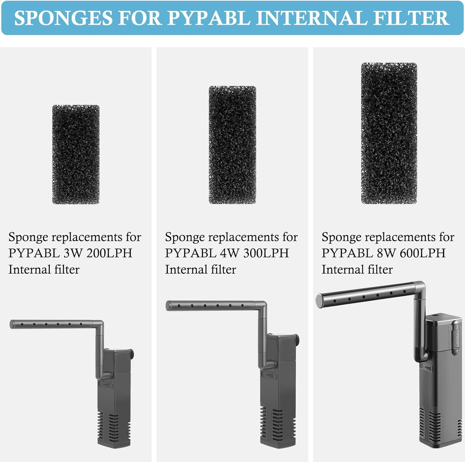 4PCS Replacement Aquarium Biochemical Sponge for 3W Aquarium Filter, Aquarium Filter Sponges for Replacement (Sponge for 3W) image number 3