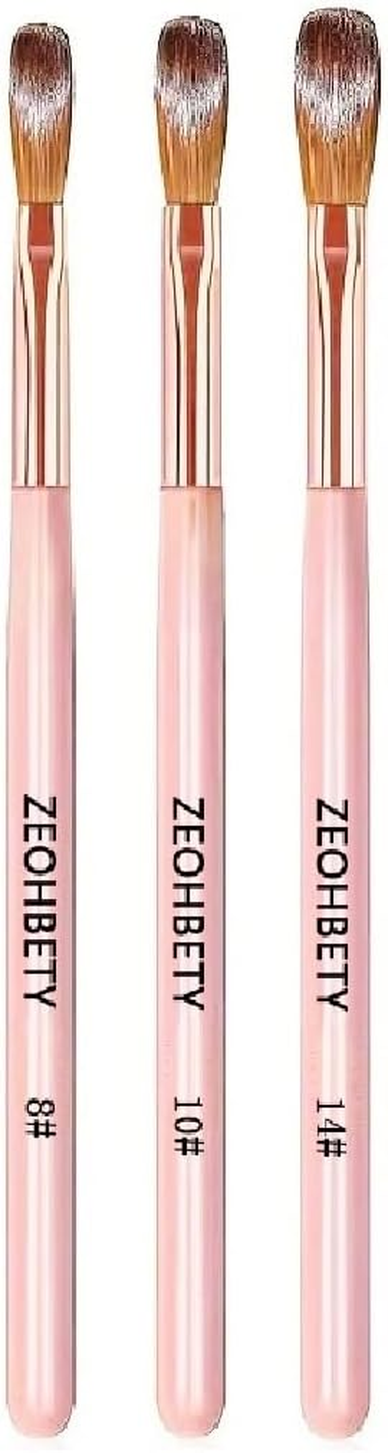 Acrylic Nail Brush Set, 3Pcs Acrylic Powder Nail Brushes for Acrylic Application, Nail Art Brush for 3D Carving & Detailing Design, Nail Extension Manicure Tool, Size 8/10/14, Black