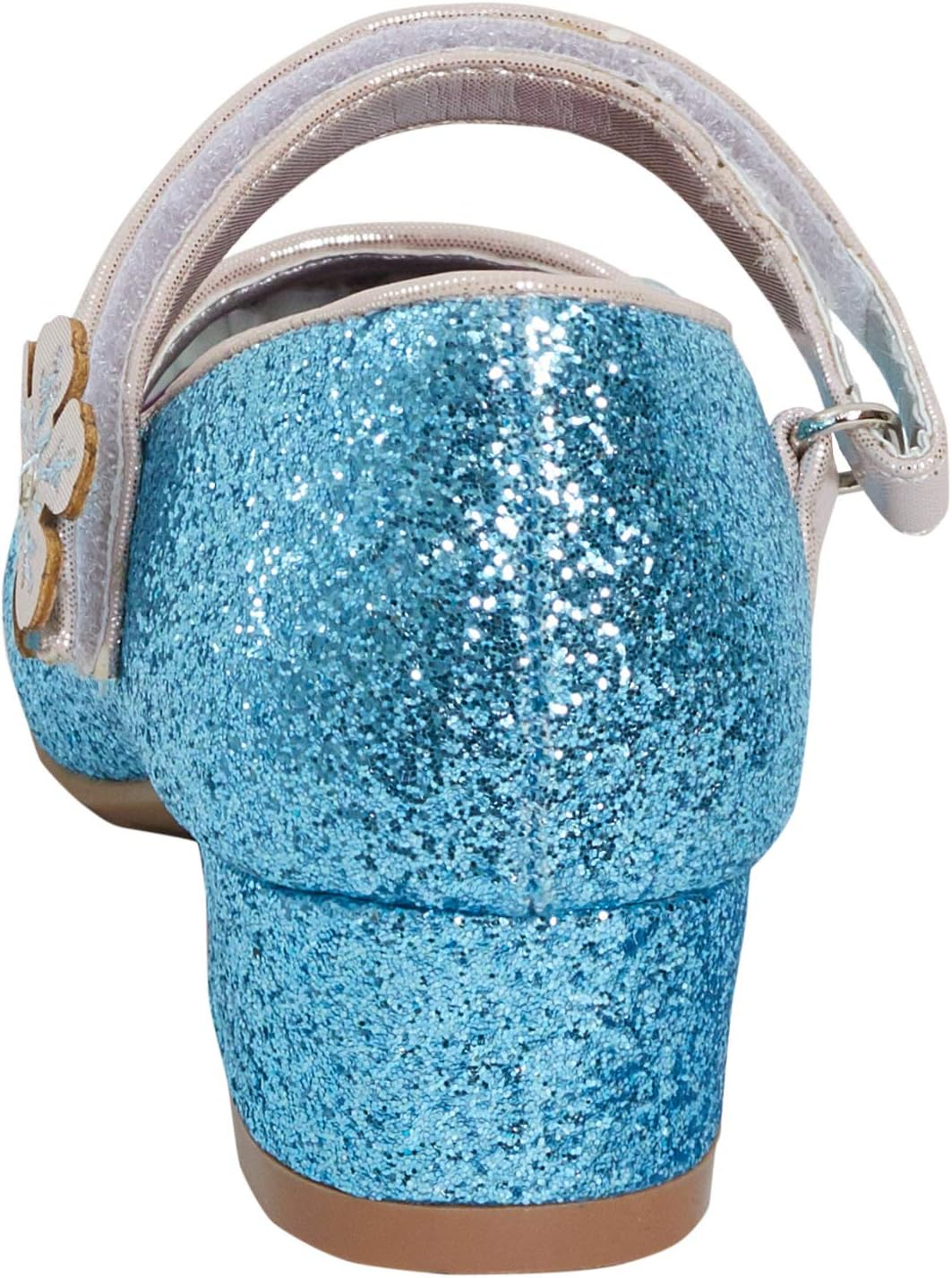 Disney Frozen 2 Girls Anna and Elsa Dress up Princess Snow Queen Glitter Shoes Party Low Heels Sandals for Girls Blue Sparkle image number 4