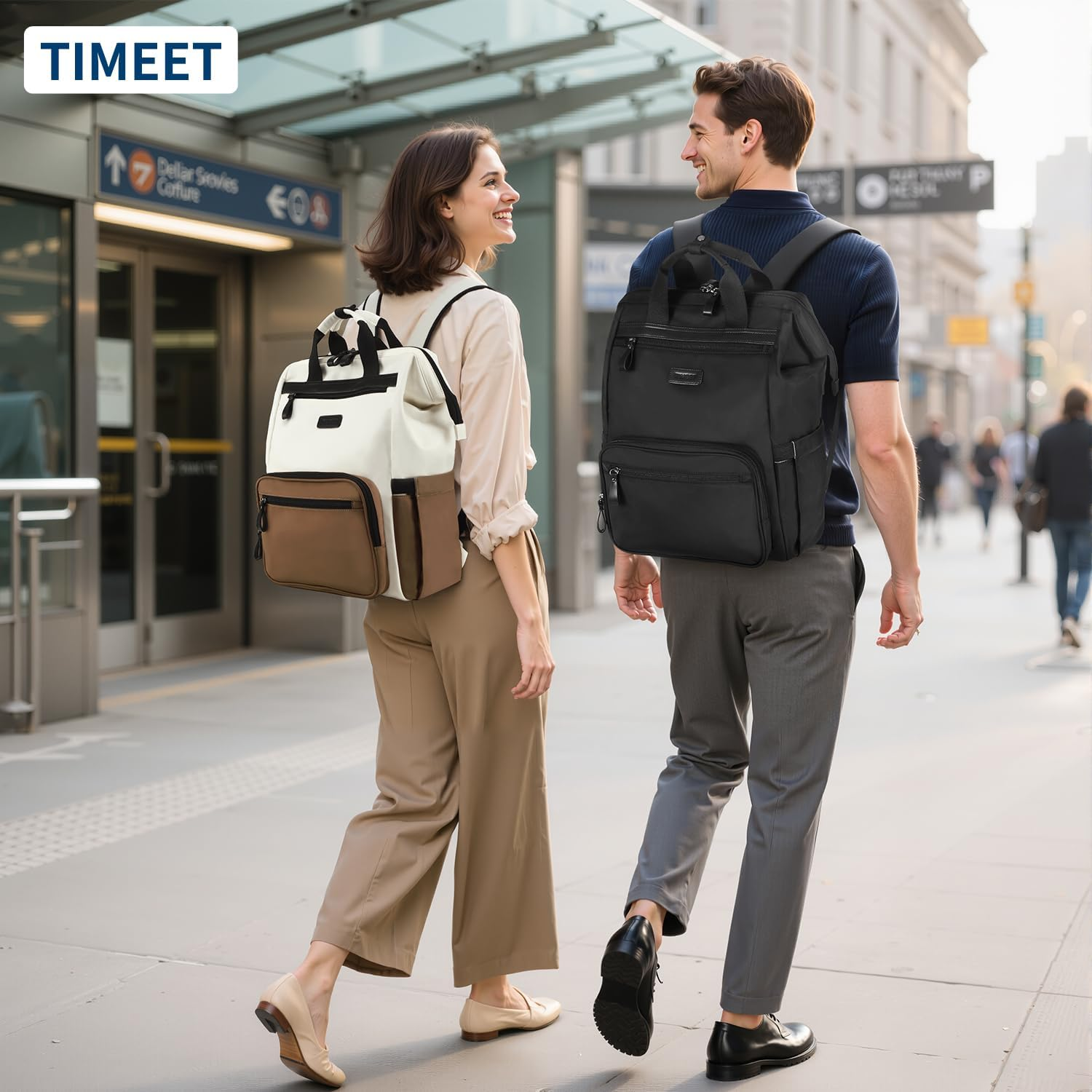 Timeet Laptop Backpack for Women Men, 15.6/17 Inch Travel Backpack with USB Charging Port, Water Resistant & Anti-Theft for Work College Business, Multifunctional Carry on Backpack image number 4