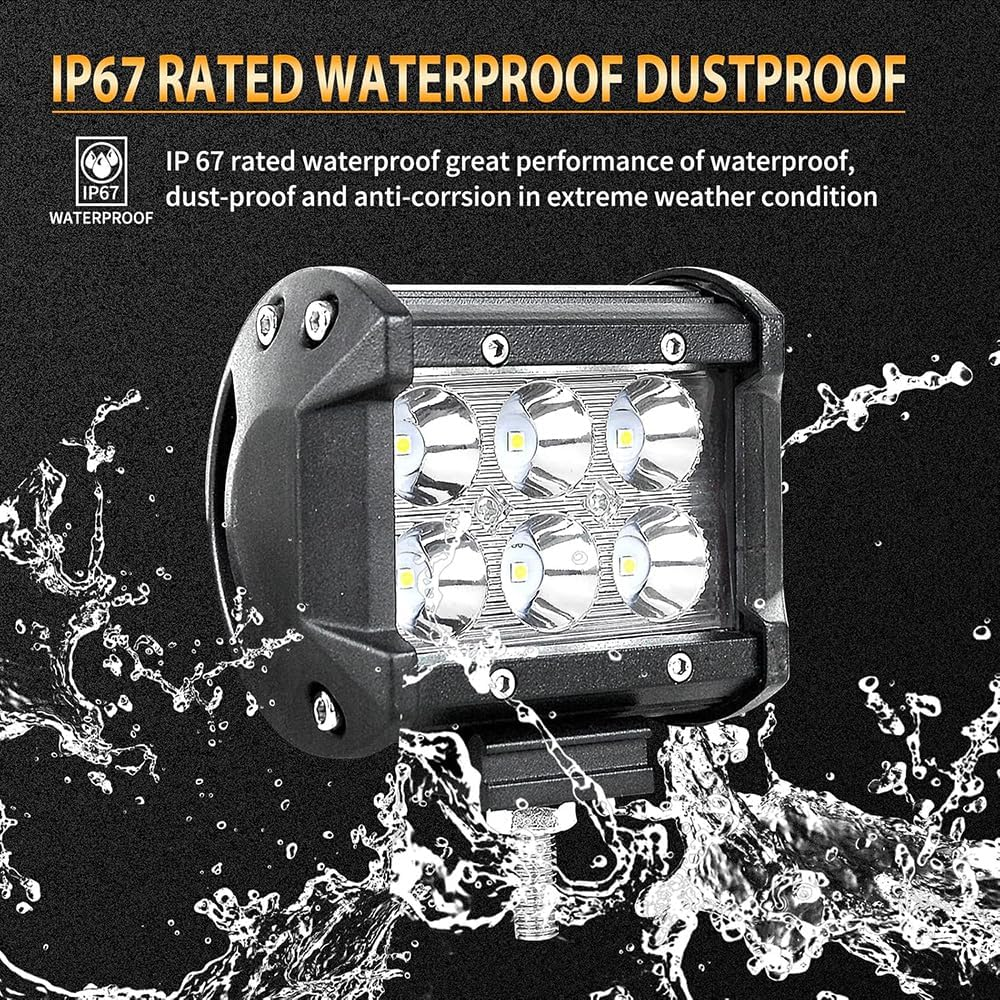 LED Pods, Spot Driving Fog Light 4Pcs 18W 2000LM 9V 32V IP67, Spot Led off Road Lights, Super Bright Driving Fog Boat Lights, Led Work Light Bar, for Trucks Pickup Golf Cart SUV ATV UTV image number 5