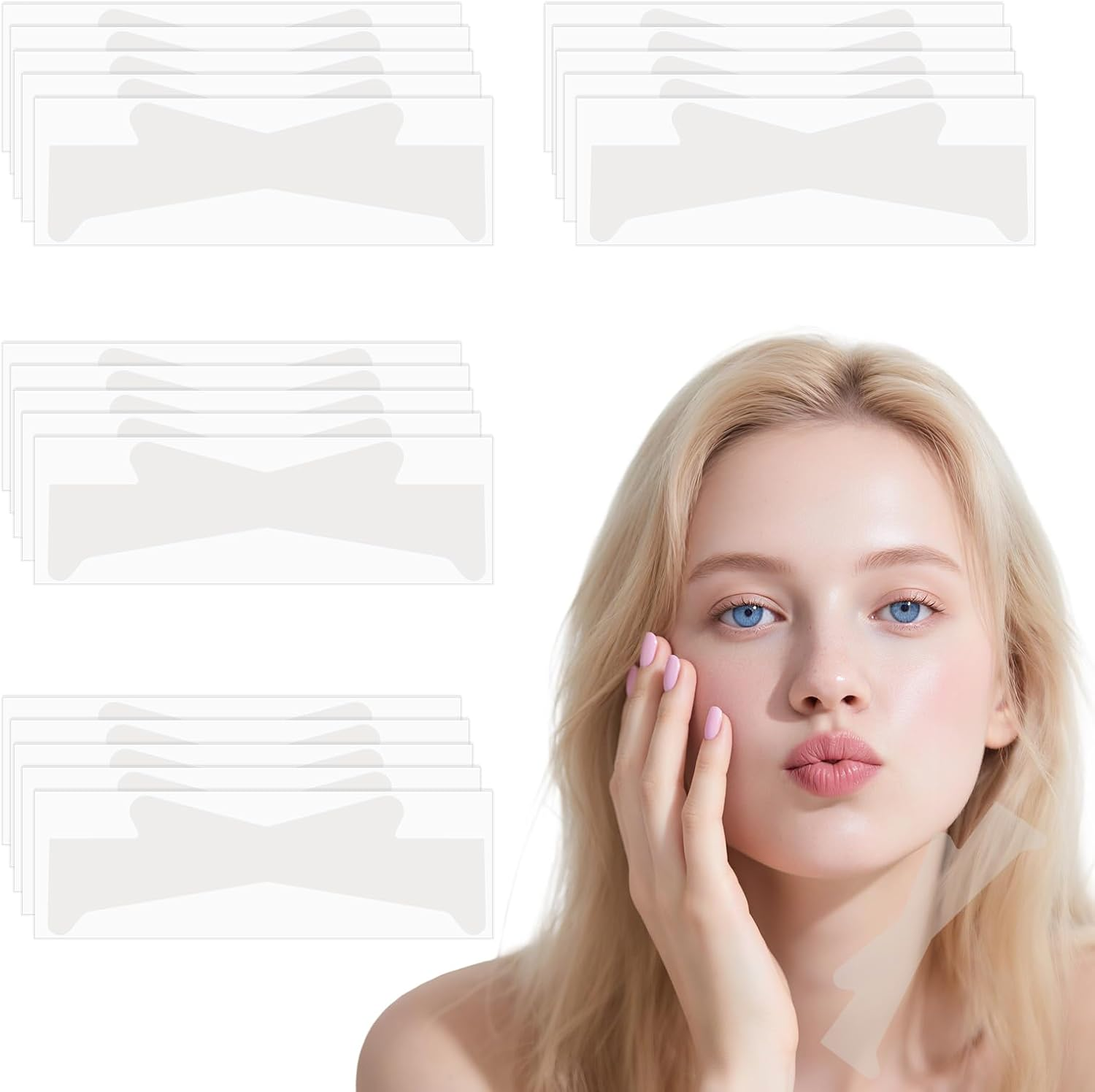 20Pcs Invisible Neck Lift Tape, Semi-Transparent Neck Tightening Strips Reusable Skin Wrinkle Patches for Saggy Skin & Wrinkles image number 2