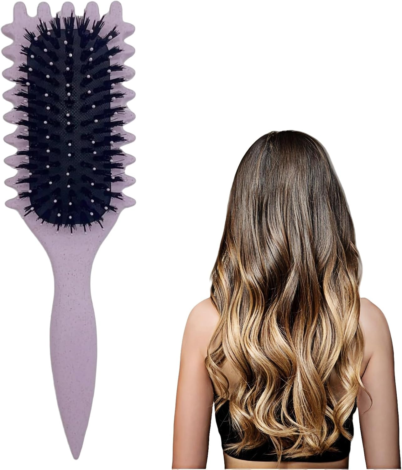 Castaic Curly Hair Brush, Boar Bristle Hair Brush for Shaping Men'S and Women'S Curly Hair,Reduce Separation (Black)