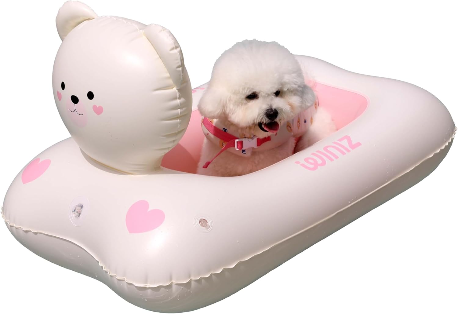 WINIZ Dog Float - Pink Bear Design Inflatable Rafts for Small Medium Dogs and Puppies - Essential Pet Supplies for Summer Outdoor Water Play Pool Lake River image number 1