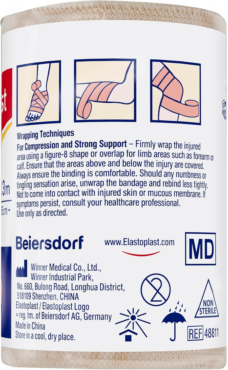 Elastoplast Crepe Bandage Heavy Weight - Unstretched 7.5Cm X 2.3M (1 Roll) | Moderate Compression | Supports Strains & Sprains | Helps Reduce Swelling | Ideal for Ankle, Wrist, Hand & Elbow Strapping image number 2