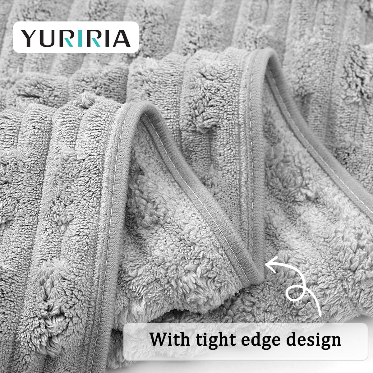 4 PCS Large Coral Towel Set Ultrasoft Bath Towels Absorbent Hand Towel for Bathroom, Hotel, SPA, Sports, Pool (Black+Grey)