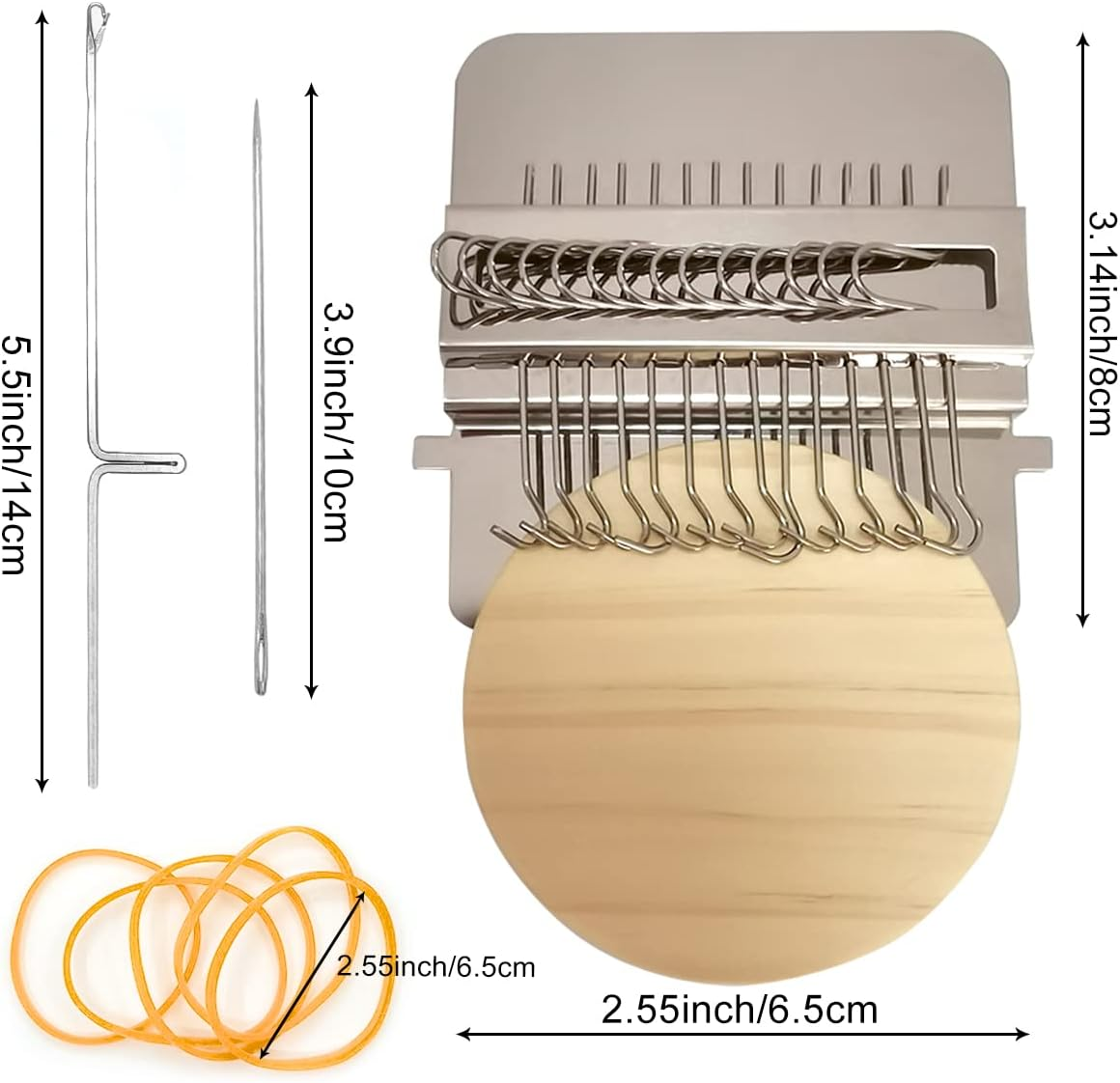 Small Weaving Loom, Wooden Speedweve Darning Loom Type Weave Tool, Convenient DIY Darning Machine for Mending Jeans and Clothes Quickly and Easily, Makes Beautiful Stitching (14 Hooks) image number 1