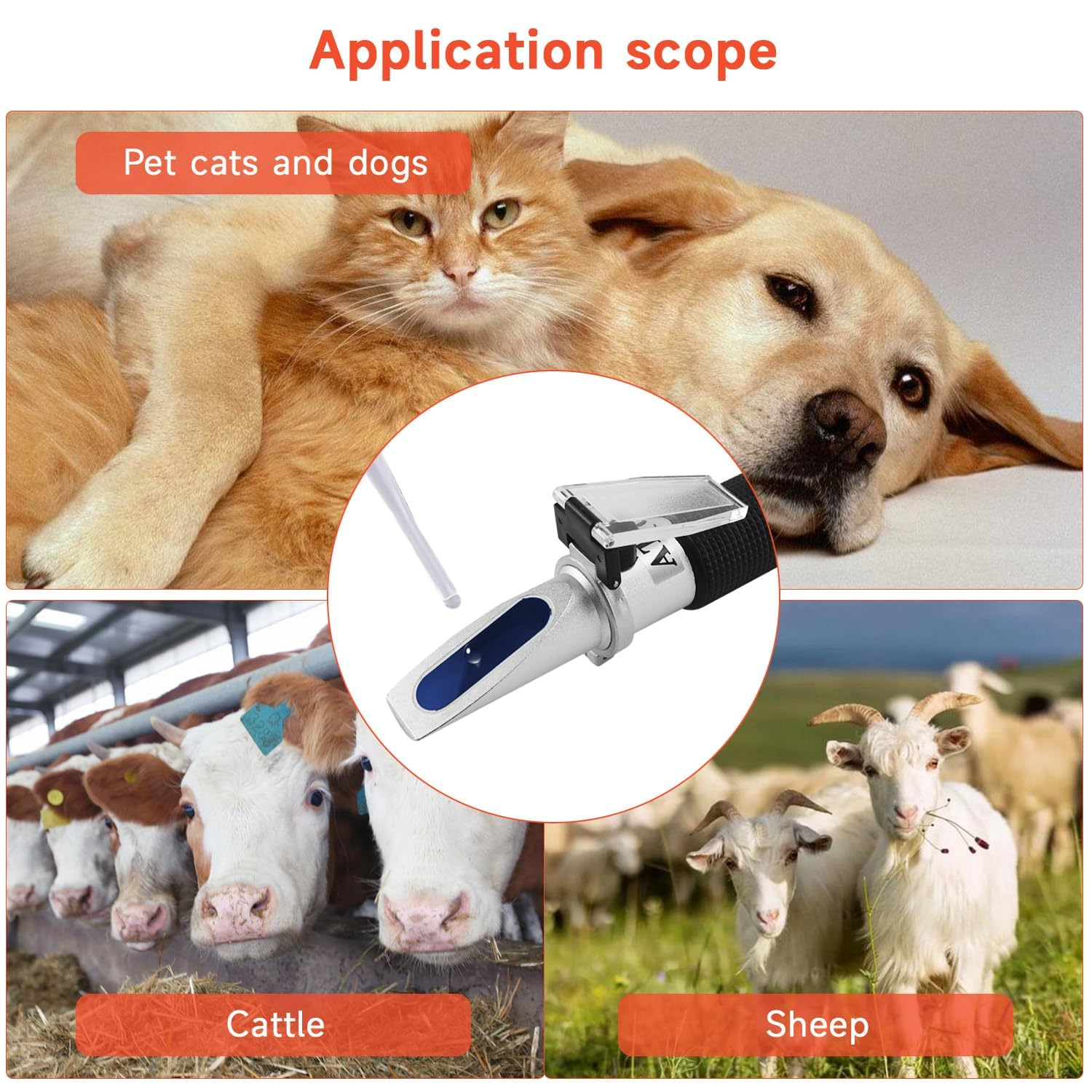 QUMOX 3-In-1 Veterinary Refractometer for Urine Specific Gravity & Serum Protein &ndash; Dog, Cat, Pet Health Monitor, Optical ATC Tester for Animal Clinic, No Battery Needed image number 2