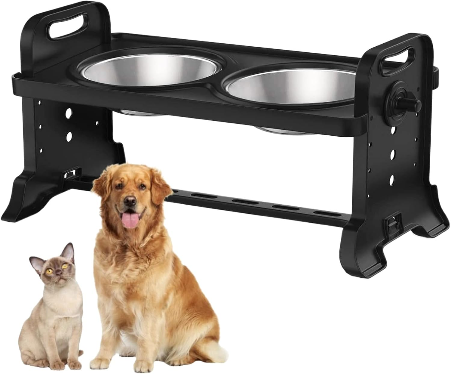 Elevated Dog Bowls with 4 Adjustable Heights, Dog Bowl Set with Stand, Non-Slip Feet, 2 Pack 400Ml Stainless Steel Pet Bowls for Small Medium Large Pets Dogs Cats image number 6