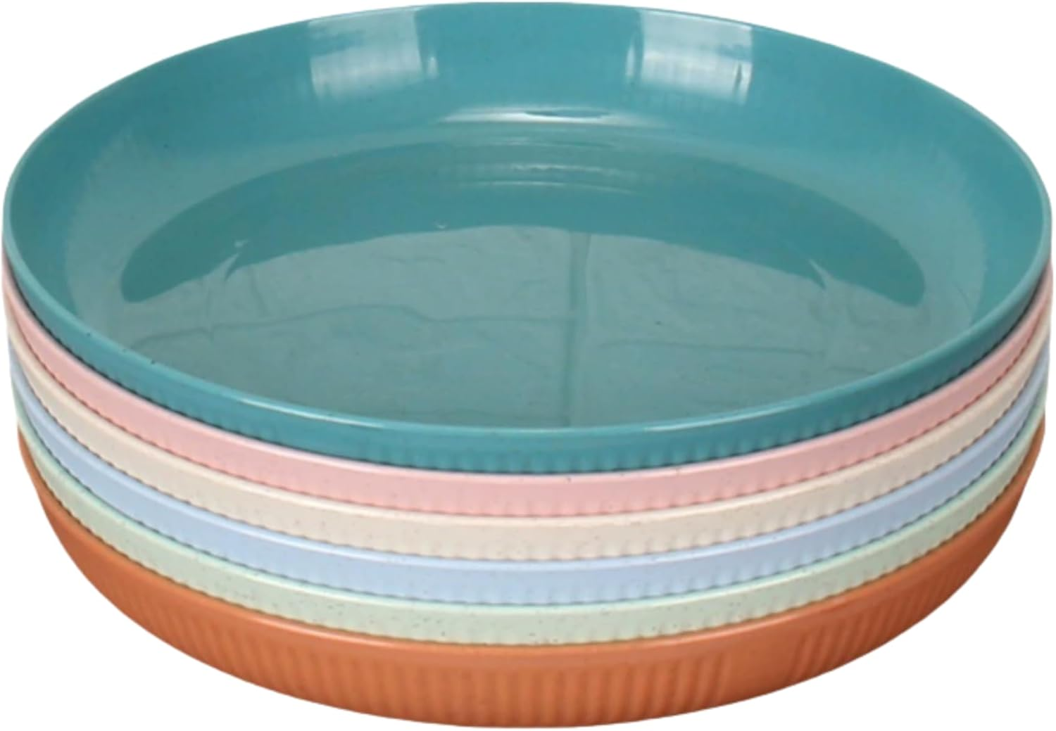 6 Pack Wheat Straw Plates Reusable Dinner Plates, Durable & Lightweight, Perfect for Home, Parties, Camping, and Dishwasher Safe (Orange, Dark Green, Pink, Blue, Green, Beige)