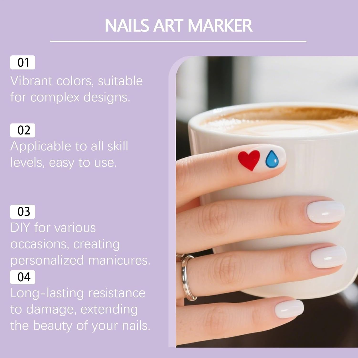 Nail Paint Pens,Point Liner Pen Drawing Painting for Nails Design - 5 Colors Quick-Drying Manicure Decoration Graffiti Doodle Markers for Indoor Home Beauty Salon Outdoor image number 4