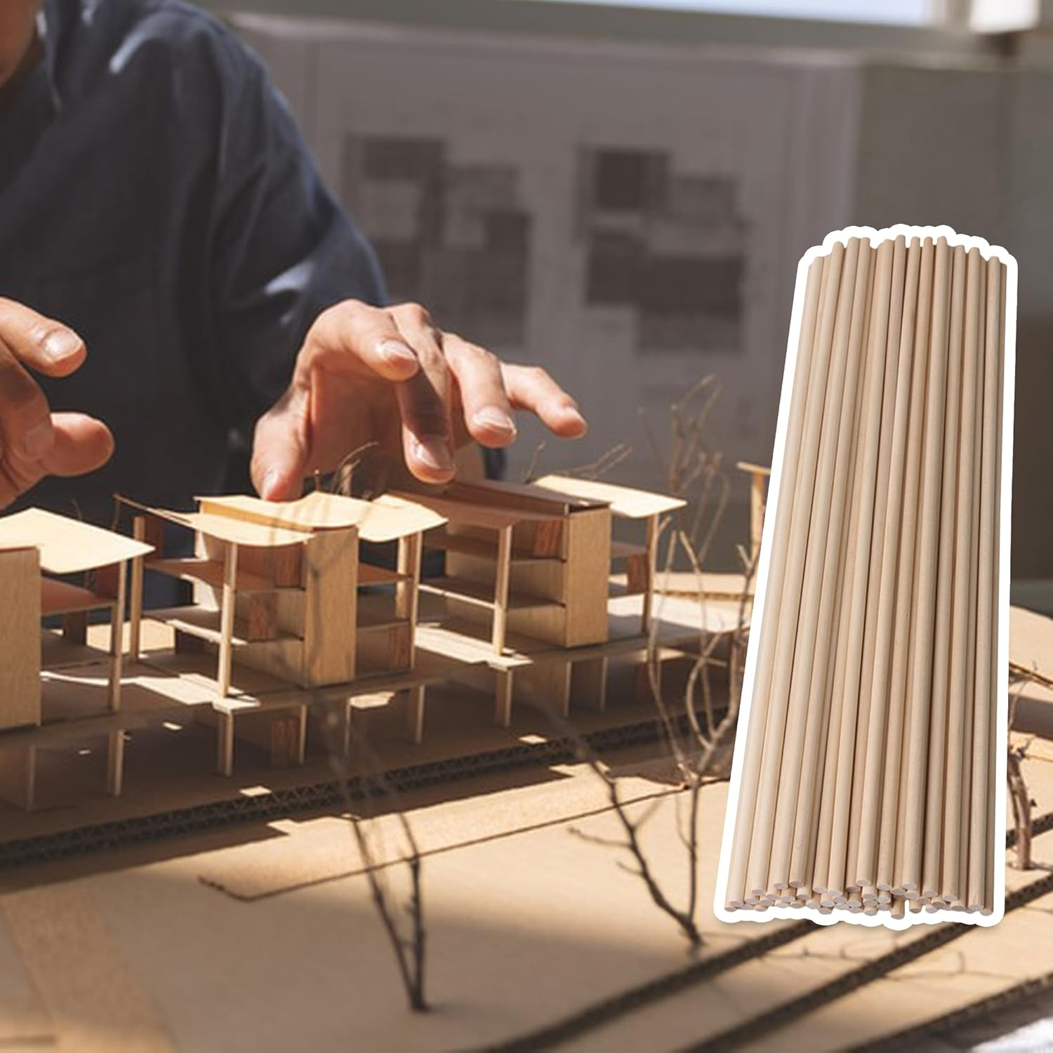 BQLZR 30.5Cm Length 5Mm Dia round Birch Wood Sticks Wooden Dowel Rods for Lollies Craft Building Architectural Model Pack of 50